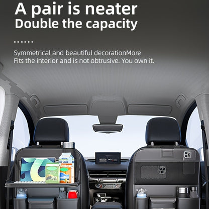 Universal Premium PU Leather Car Seat Back Organizer - Spacious Storage Bag with Back Seat Dining Table, Cup Holder, And Travel Accessories for A Comfortable Ride