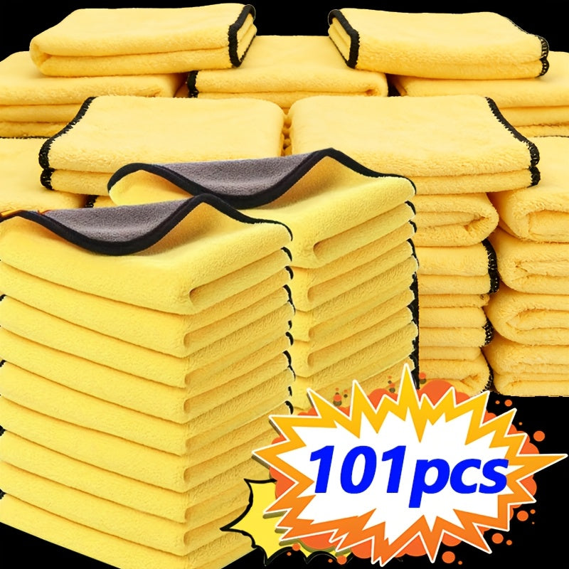 Double-Sided Coral Fleece Microfiber Cleaning Cloths 101-Pack – Ultra-Absorbent Reusable Cloths for Car, Kitchen, Home, Glass & Bathroom
