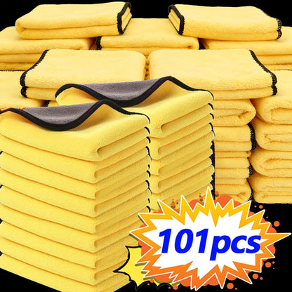 Double-Sided Coral Fleece Microfiber Cleaning Cloths 101-Pack – Ultra-Absorbent Reusable Cloths for Car, Kitchen, Home, Glass & Bathroom
