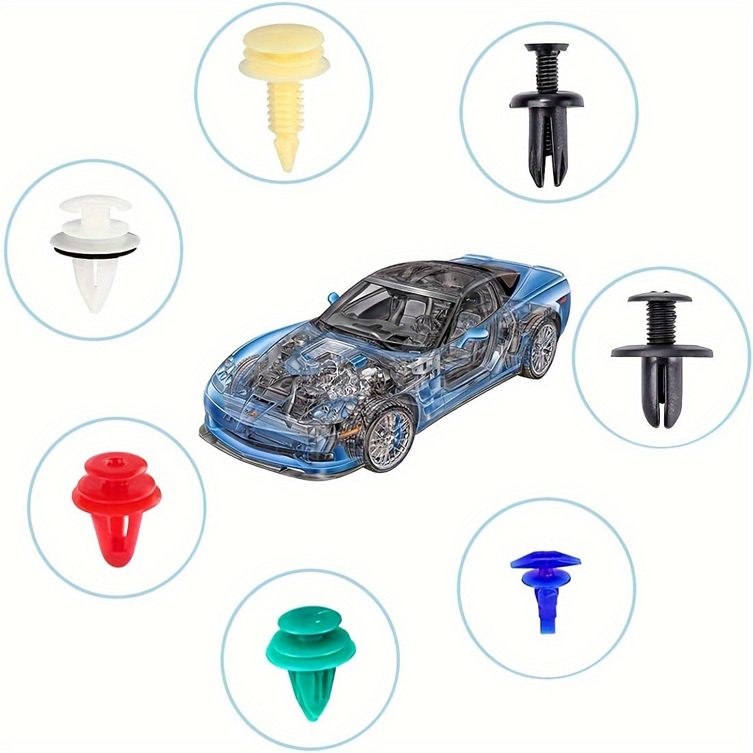 680pcs+ 45pcs Of Tools, Universal Automotive Bumper Fixing Clips, Car Door Panel Clips, Push Fender Rivet Expansion Screws Replacement Kit, Automotive Fastener Assembly with Fastener Removal Tools