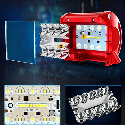 [LED Pod Lights] 4 Inch LED Pod Lights, Flood LED/Driving/Off Road Lights LED Light Bar With 2 Leads Wiring Harness, Cube Pods For Truck Boat ATV UTV, 2pcs Red, Without Battery