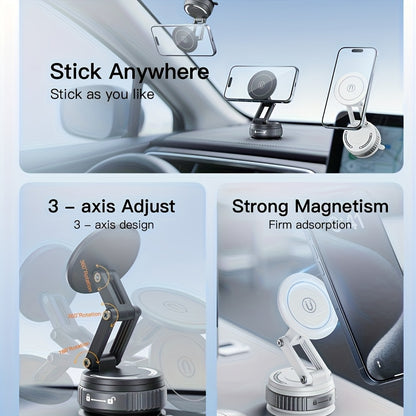 360-Degree Rotatable Magnetic Phone Holder - Compatible with for All Smartphones And Vehicles, Works with Iphone 16/15/14/12 - Compact And Foldable Car Mount with Strong Grip - Trendy Car Accessory