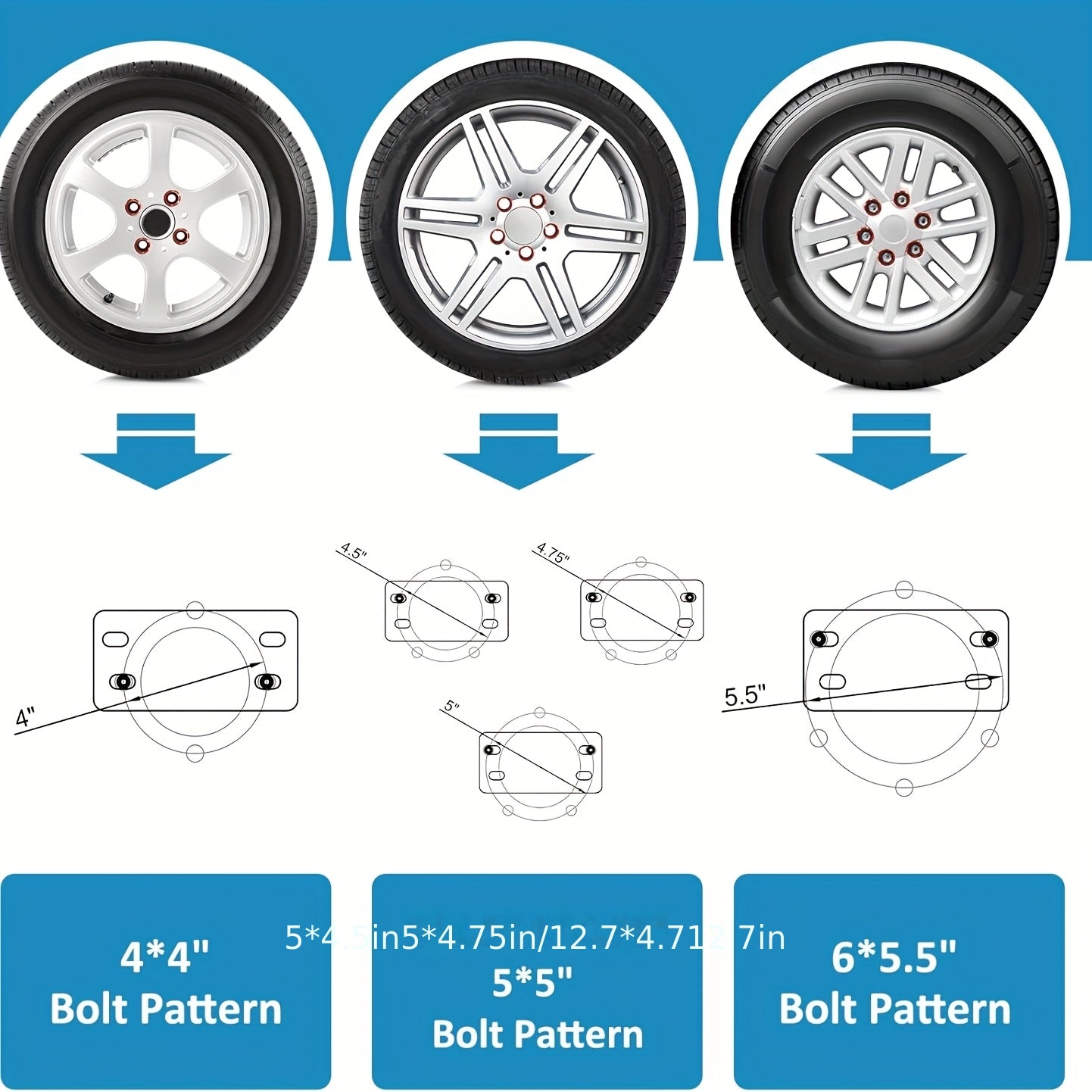 Spare Tire Carrier, Spare Tire Mounting Boat Trailer Bracket, Heavy-duty Lock Frame, Suitable for 4 And 5 And 6 Lug Trailer Wheels, 4.5 Inches, 4.75 Inches, 5 Inches And 5.5 Inches Bolt Patterns