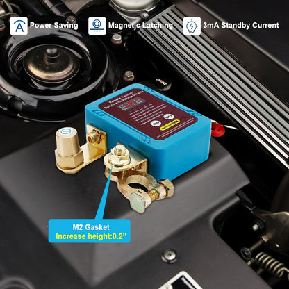 12V 240A Remote Battery Disconnect Switch with Two Remote Controllers, Upgraded Smart Voltage Vehicle Power Cut-Off Switch Featuring Magnetic Lock Design, Anti-Theft and Anti-Misoperation Functions to Prevent Battery Drain, Suitable for Horizontal