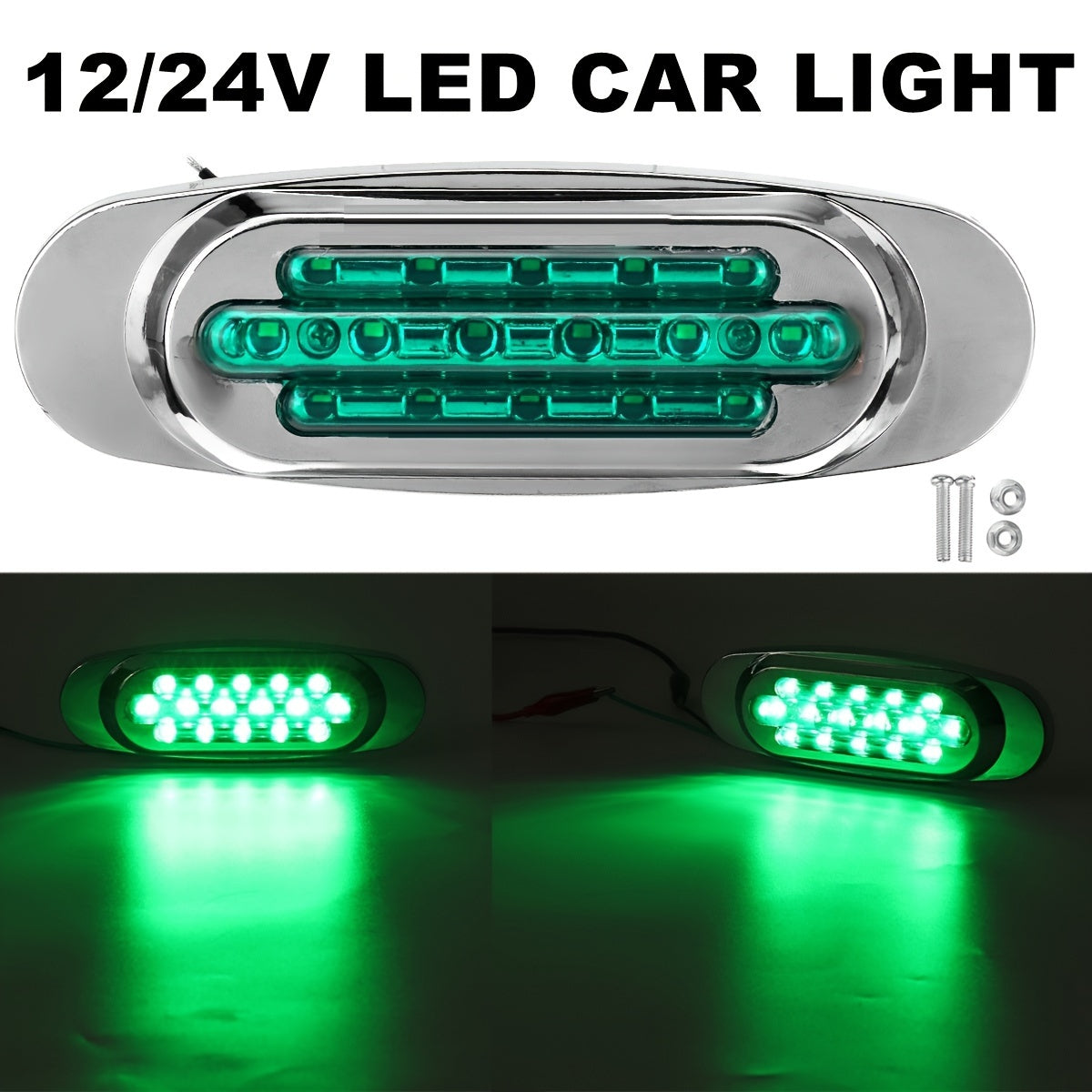 4pcs LED Side Marker Lights for Trucks & Trailers - 16 LEDs, Dual Mode (Steady On + Flash), Fits 12-24V Vehicles - Available in Amber, White, Red, , Green