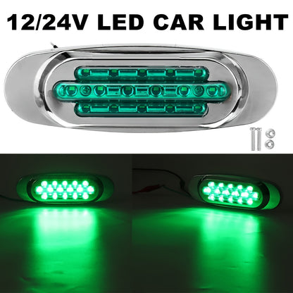 4pcs LED Side Marker Lights for Trucks & Trailers - 16 LEDs, Dual Mode (Steady On + Flash), Fits 12-24V Vehicles - Available in Amber, White, Red, , Green