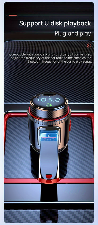 48W Car FM Transmitter 5.4 Adapter with Type-C PD30W And Qc3.0 USB Charger - Hi-Fi MP3 Player, Hands-Free Calls, LED Lights Father'S Day Gift for Mom Dad, Without Battery