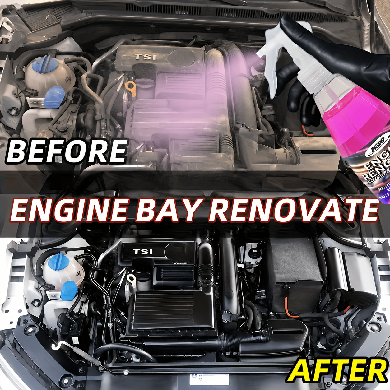 Plastic Care Spray, Engine Bay Revival Kit - Engine Protection Spots Remover Spray | Gloss Enhancer | Simple to Use, Easy Application, Effective Formula, Auto Detailing, Car Enthusiasts