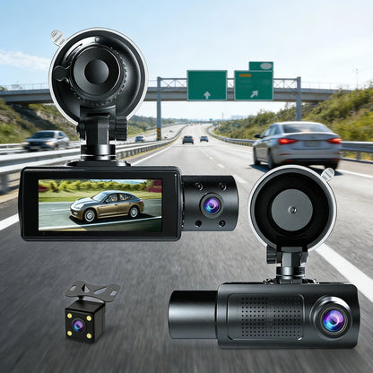 0/64/512memory Card Optional 3-Channel Dash Cam with Smartphone Integration And Infrared Night Vision