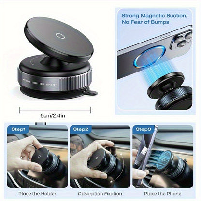 360-Degree Adjustable Vacuum Magnetic Suction Phone Holder, Suitable for Car/Gym/Mirror/Smooth Surface Hands-Free Suction Cup Phone Holder, Compatible with All Smartphones