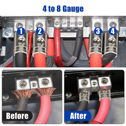 4pcs Amp Input Reducer, 4 Gauge to 8 Gauge Car Audio Wire Terminal Blocks, Good Conductivity, High Hardness, for Car Auto
