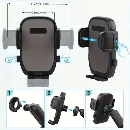 1 In-car 2-in-1 Holder, Versatile Portable Swivelable Car Phone Cup Holder for Cars, SUVs, Trucks, with Shock Trim, Black Car Cup Holder Extender