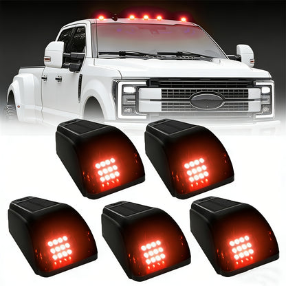 Solar Powered Cab Roof Lights 5-Pack Wireless 16 LED Amber Truck Marker Lights Motion Vibration Sensor No-Drill No-Wire Universal Fit