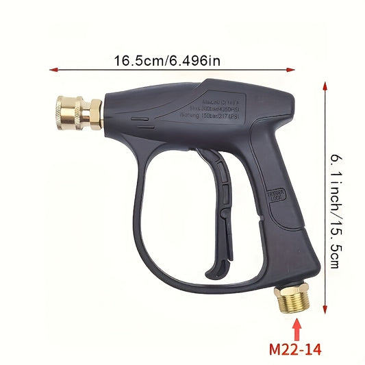 High-Pressure Car Wash Water Gun for High-Pressure Cold Water Washers, M22-14 Connector, 1/4" Quick Connector, Includes 5 Colored Nozzles And A Storage Base for Easy Storage And to Prevent Loss. A Great Car Wash Tool And Holiday Gift