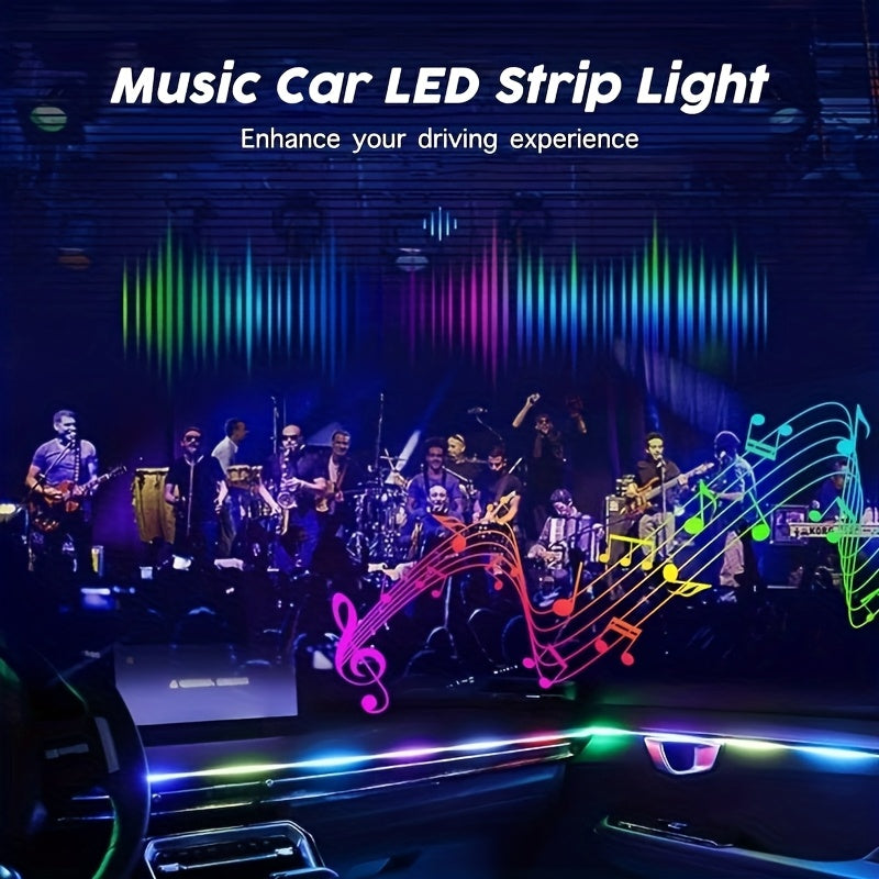 RGB LED Car Interior Ambient Light Strip 120-Inch 7-Color App Control USB 5V Flexible Neon Dashboard Console Accent Lighting Kit DIY