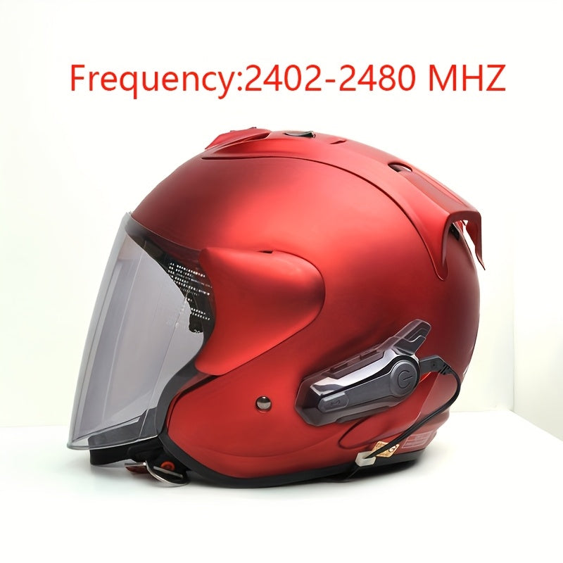 The Wireless Intercom Headset for Motorcycle Helmets Supports Real-Time Communication for Two People And Is, Compatible with Full-Face, Three-Quarter, And Open-Face Helmets.