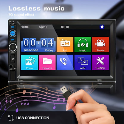 1pc Double Din EQ Car Stereo 7" LCD Screen with Wireless FM, MP5 Player with USB/SD/AUX Input with Mirror Link SWC, Portable Media Players with 4LED Backup Camera Christmas Gifts Black Friday Gifts