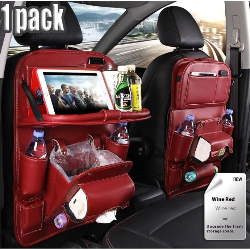 1/2pcs Upgraded Overhead Hanging Car Seatback with Partitioned Storage, Tray Table, Cup Holder, Umbrella & Computer Desk - Large Capacity Space-Saving Suitable for Car Interior Storage, Fits for Most Vehicles (Backseat)