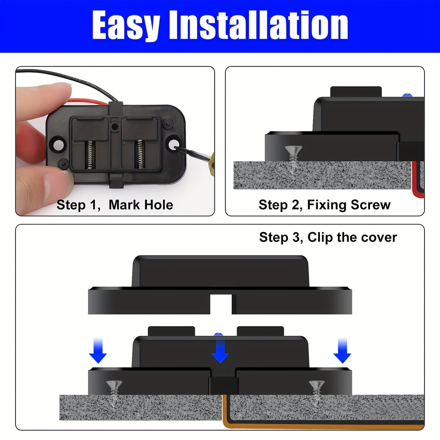 CLELO 1/2 Set 12V/24V RV USB Socket Dual Fast Charging PD3.0 Type-C (USB C) And QC3.0 USB-A Car Charging Adapter, Without Battery RV Plugs, Inlets & Receptacles