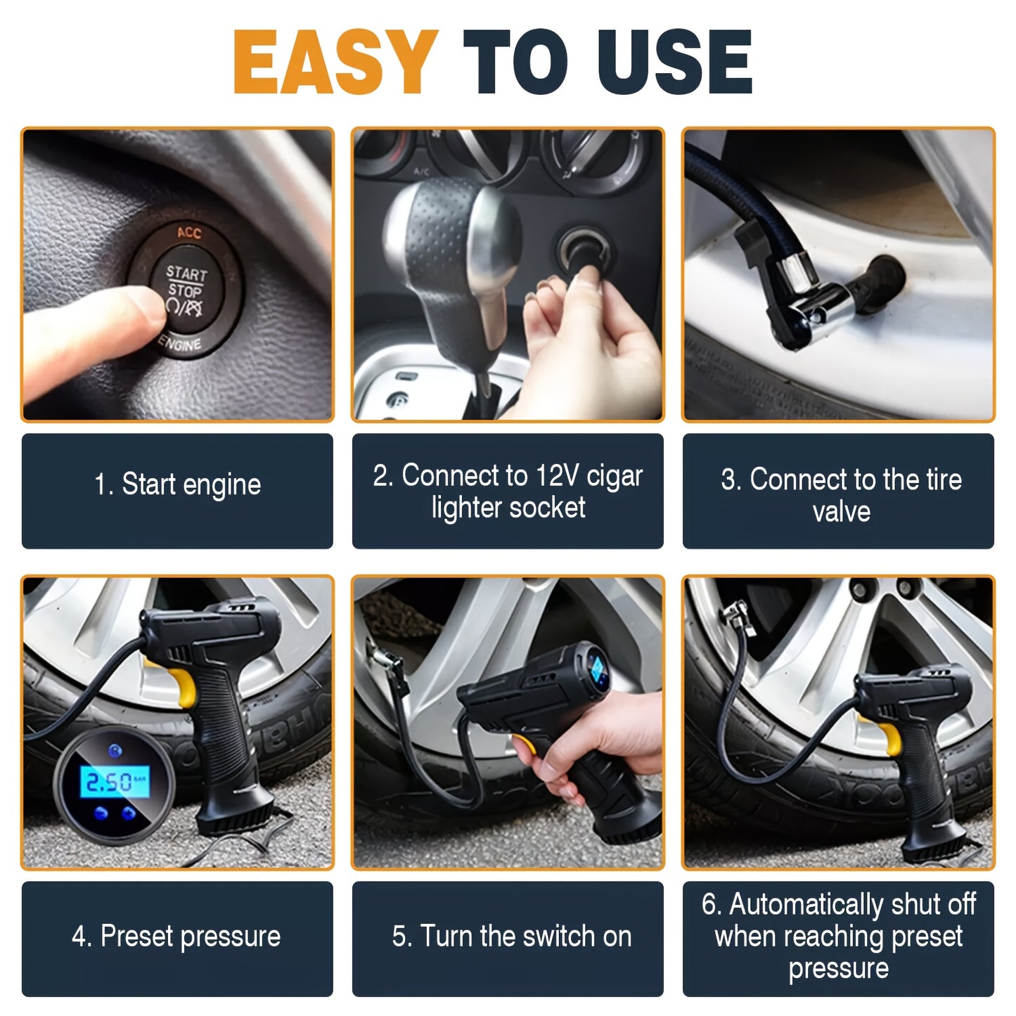 5200mah Wireless Rechargeable Air Compressor, Portable And Automatic Tire Inflator For Your Car, Bicycle And All Kinds Of Balls, Tire Inflator, Car Tire Air Pump, Tire Pressure Gauge, Portable Air Compressor, Air Pump, Tire Pump, Air Compressor