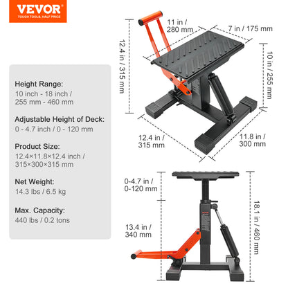 Happybuy Hydraulic Motorcycle Stand, 440Lbs Load Capacity, Adjustable Height Lifting Table for Repair And Maintenance, Ideal for Dirt Bike And Pit Bike Additions