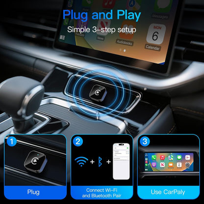 2026 NEW Wireless Carplay Adapter & Android Auto 2026 Upgrade Wired CarPlay to Wireless, 2-in-1 Mini USB Design with Fast Stable Connection Car Play for Apple IOS 10+, Android 11+ Version Car Play Wireless Adapter Carplay Wireless Free Type-C Adapter
