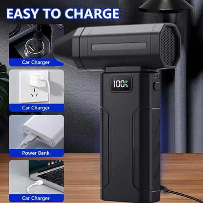[Air Dryer, Blower, and Blades] Blower for Car Cleaning High-speed Turbine Fan, 3600mAh USB Rechargeable Portable Jet Fan (with LED Light), Wireless Dust Blowing Fan and Air Dryer, Heavy-duty Blower Suitable for Cars, Outdoors