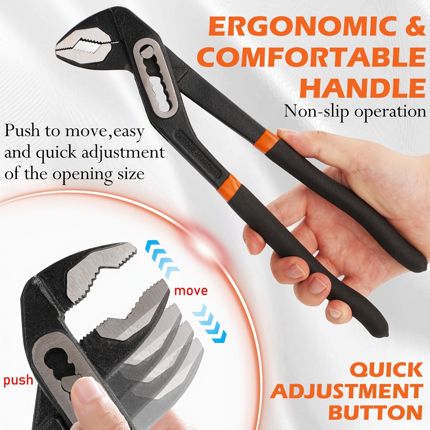 [Christmas Gifts] 3/1pc Adjustable Pliers With Roll-Up Pouch,Quick-Adjust Pump Pliers Set, Chrome Vanadium Steel, Includes 7-Inch,10-Inch, And 12-Inch, Black,Christmas Gifts