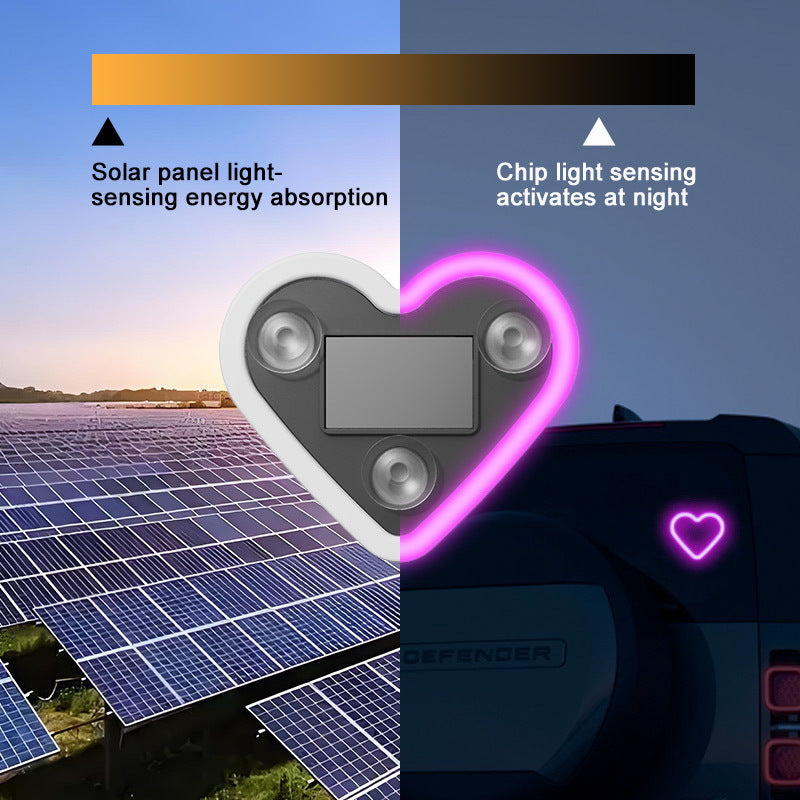 Car Interior Neon LED Mood Light – Heart & Flower Shaped Ambient Light for Car Window, Valentine's Day Car Decoration, 3 Colors