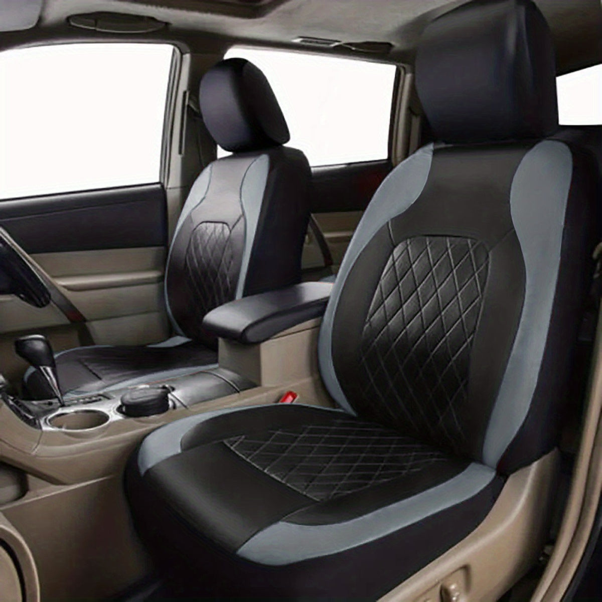 Deluxe All-Season Quilted PU Leather Car Seat Covers - Comfy Sponge-Padding, Universal Fit, christmas gifts