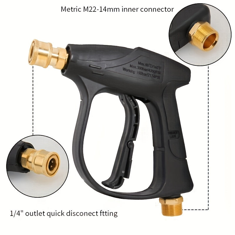 Pressure Washer Gun Kit with 5 Color-Coded Nozzles – M22-14 & 1/4" Quick Connect, Storage Base for Car Wash & Power Washer