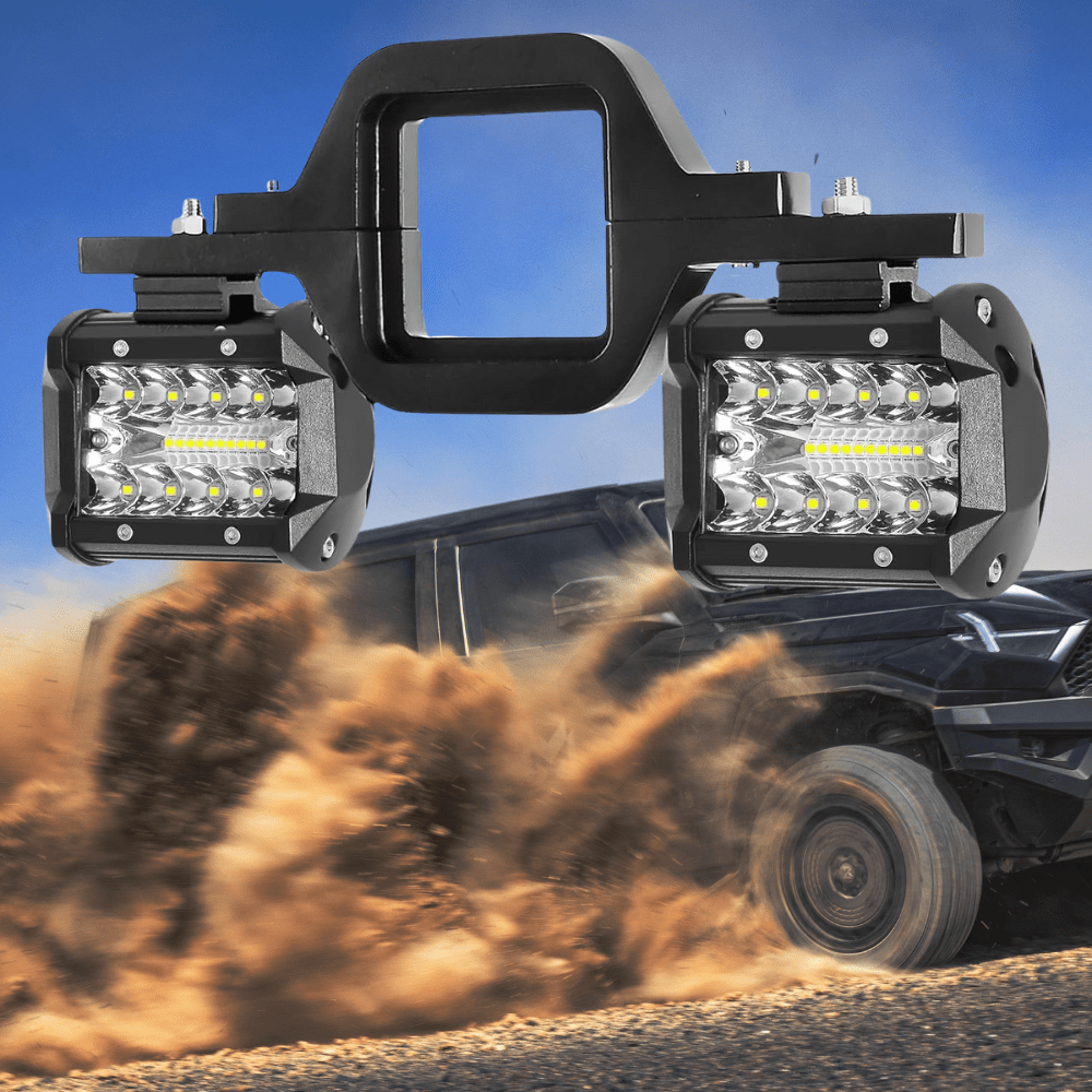 Hitch LED Lights, 4 Inch LED Work Light Pods with 2.5 Inch Towing Hitch Mount Brackets for Truck Trailer SUV Pickup Fit Dual Led Off-Road Driving Hitch Light Bar, Without Battery