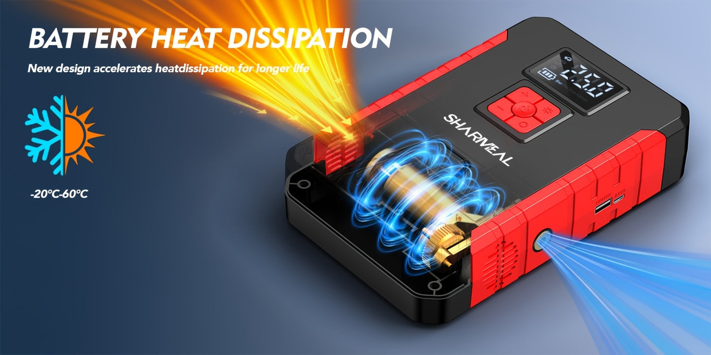 15000A-21000A Peak 350PSI 12V 17-in-1 Portable Jump Starter with Air Compressor Jump Starter, Car Battery Charger, Car Jump Starter with Air Compressor, Jump Starter Para, Car Accessories Tools, LED Light, Battery Charger, Cart Battery Charger