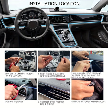 118-Inch Car Interior Neon Lights (Center Console And Dashboard) with Armrest Storage Box, APP Application Control RGB LED Light Strip Suitable for Car Decorative Lighting Additions, Without Battery