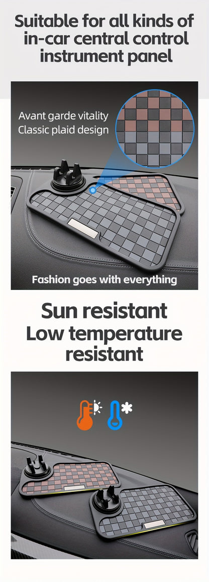 [Car Anti-Slip Mat] Car Anti-Slip Mat Dashboard Ornament Mat Mobile Phone Rotating Holder Dashboard Storage Mat High Temperature Resistant High-End Square Grid Mat Creative Ornament Pad Car Interior Accessories