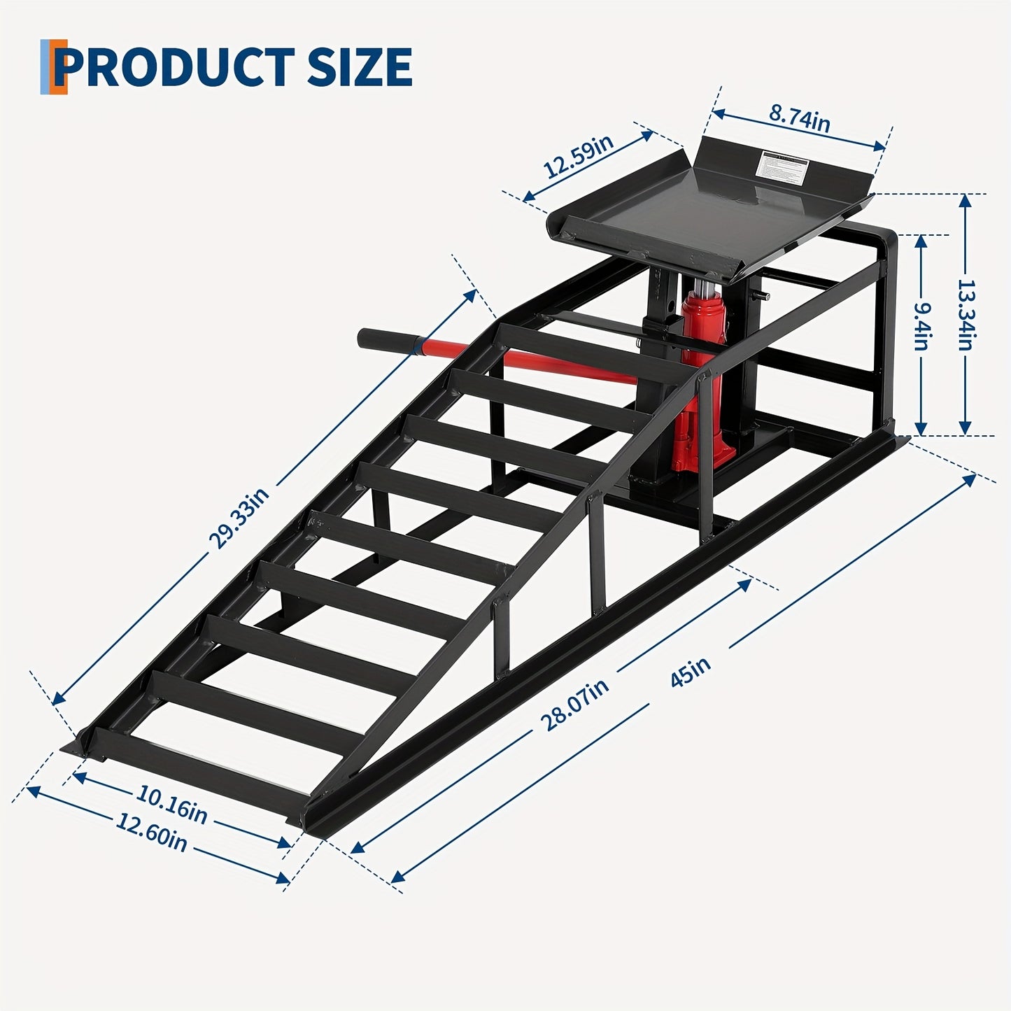 2 Pack Hydraulic Car Ramps - No Installation Required, 5T/ 11000LBS Max Load Low Pro-File Car Lift Service Ramps, Heavy Duty Steel Hydraulic Vehicle Ramps for Car Truck Trailer Garage Repair, Ideal Christmas Birthday Gifts for Women Men Friends