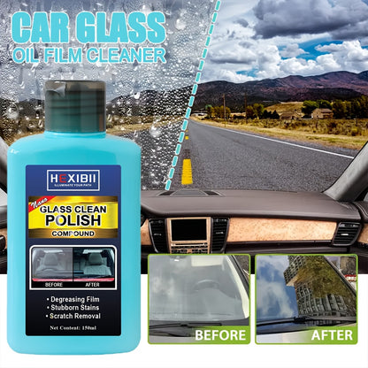 Car Glass Oil Film Cleaner, Glass Film Removal Paste, Car Windshield Glass Oil Film Remover for Auto and Home Eliminates Coatings to Restore Glass to Clear