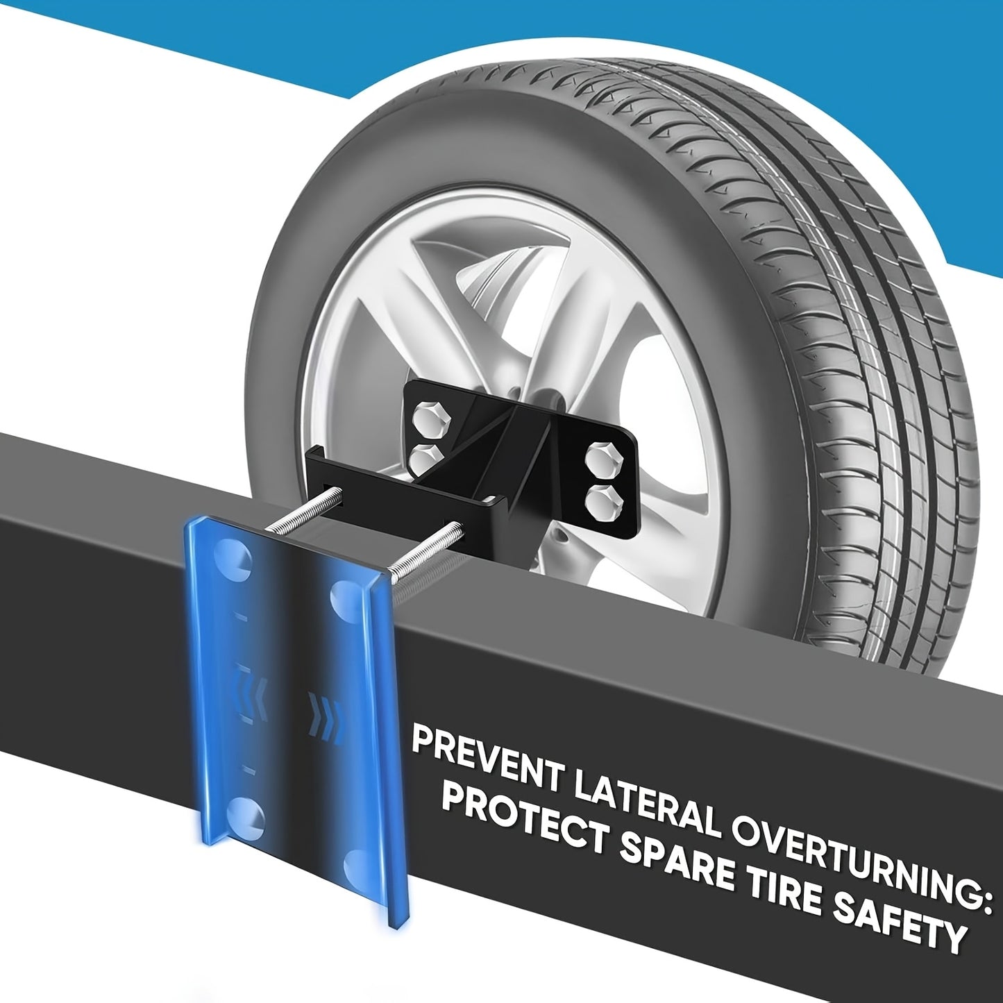 Spare Tire Carrier, Spare Tire Mounting Boat Trailer Bracket, Heavy-duty Lock Frame, Suitable for 4 And 5 And 6 Lug Trailer Wheels, 4.5 Inches, 4.75 Inches, 5 Inches And 5.5 Inches Bolt Patterns
