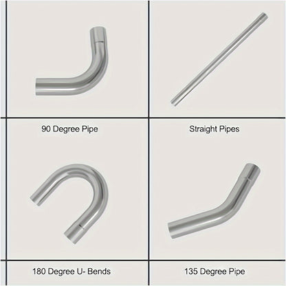 [Exhaust Kit Tubing] 2.5'' Mild Steel Exhaust Kit Tubing Mandrel Bend Pipe Straight U Bend 16 Gauge Universal