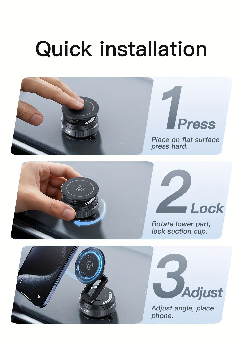 360-Degree Rotatable Magnetic Phone Holder - Compatible with for All Smartphones And Vehicles, Works with Iphone 16/15/14/12 - Compact And Foldable Car Mount with Strong Grip - Trendy Car Accessory