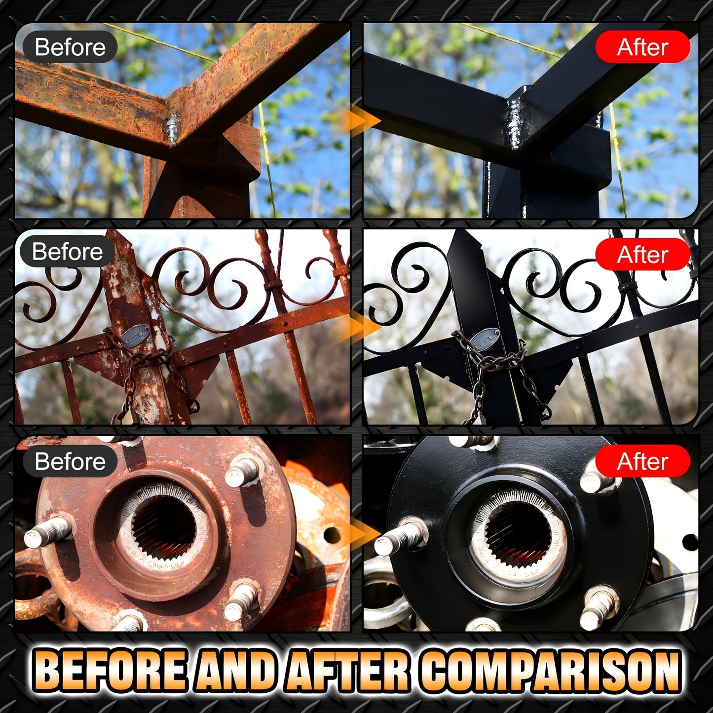 Metal Rust Conversion Agent for Automotive Metal Surfaces. Suitable for Automotive Chassis, Frames, Door Frames, Wheel Hubs, and Other Metal Components. Provides Long-lasting Protection by Effectively Preventing Rust Formation and Creating a Stable