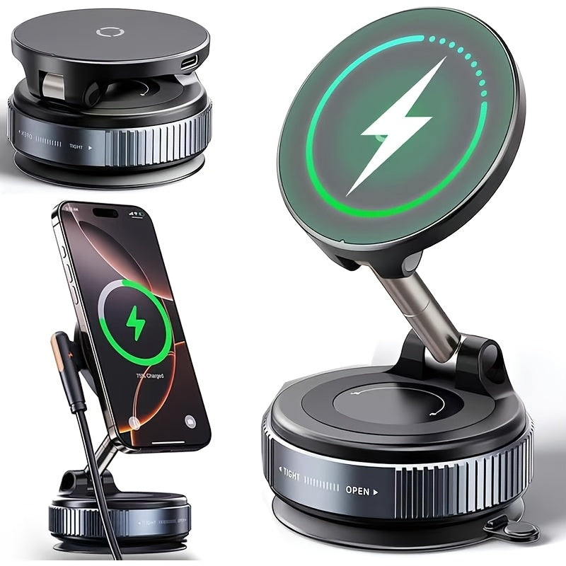 Wireless Car Charger, 15W Magnetic Fast-charging Car Phone Holder, The Suction Cup Is Stable And Won't Fall Off, Can Be Adjusted 360 Degrees, Car Phone Holder