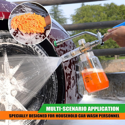 Pressure Washer Foam Soap Cannon Dual Connector Accessory - Power Wand With 5 Nozzle Tips And 1/4" Quick Connect For Car Wash - 5000PSI