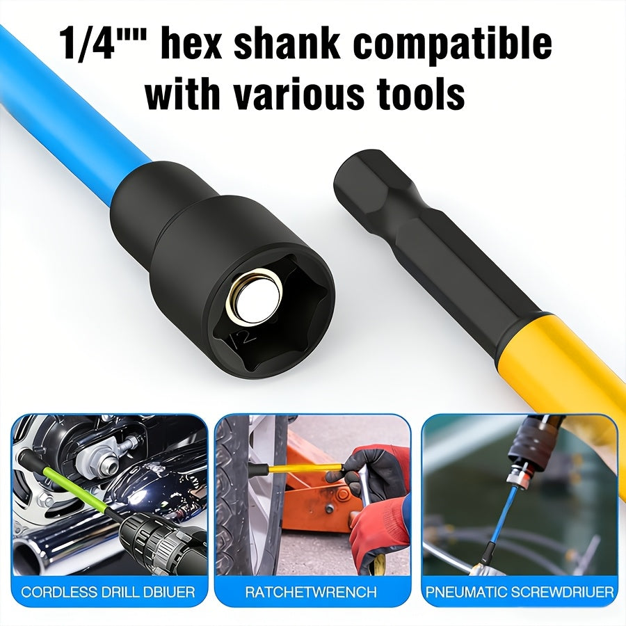 10+3pcs/14pcs/27pcs/54pcs Magnetic Socket And Screwdriver Set, Impact Power Hexagonal Extended Nut Screwdriver Drill Bit Main Kit, Imperial And Metric, 1/4-inch Hexagonal Handle, Chrome-vanadium Steel Material, An Ideal Choice for Daily Use