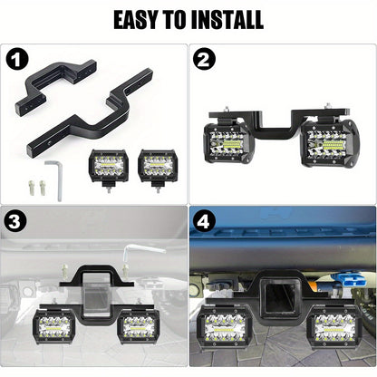 Hitch LED Lights, 4 Inch LED Work Light Pods with 2.5 Inch Towing Hitch Mount Brackets for Truck Trailer SUV Pickup Fit Dual Led Off-Road Driving Hitch Light Bar, Without Battery