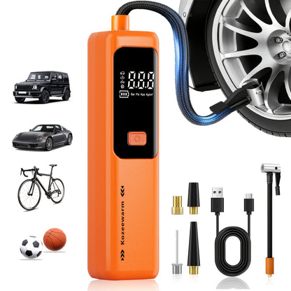 Cordless Portable Tire Inflator Air Compressor Digital Gauge USB Rechargeable 3X Fast Inflation for Car SUV Bike Motorcycle Sports Ball Black Pink Blue Orange