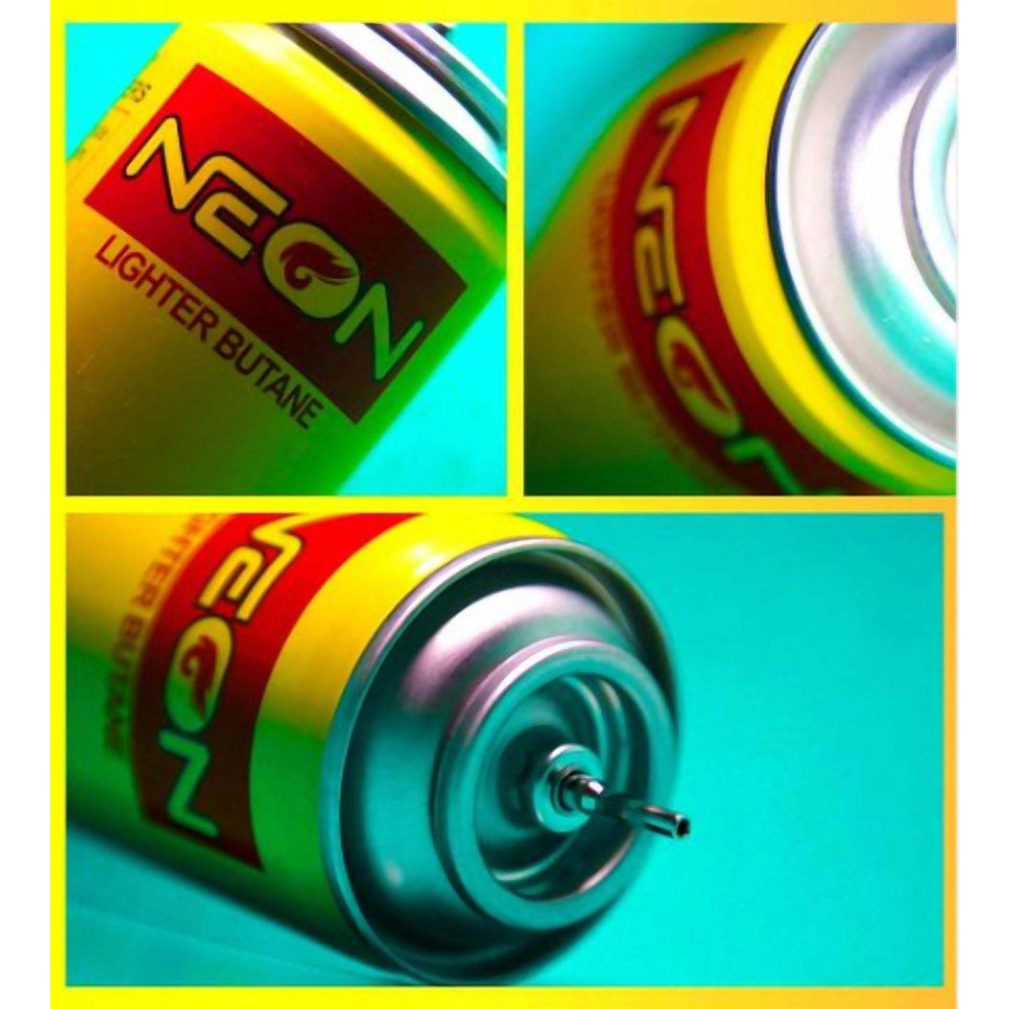 3 Pack NEON Butane Gas Refill – 10.14 oz Cans – Ultra Refined Universal Lighter Fuel – 5 Adapter Tips – High-Performance Yellow Canisters