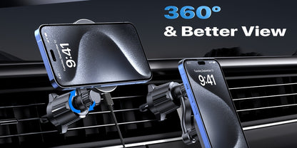 Miracase Car Phone Mount Charger [15W Fast Charging] Magnetic Wireless Car Charger, [360° Rotation] Car Phone Holder Mount, Air Vent Car Phone Charger Solely Fit for Iphone 16/15/14/13/12 Series, Christmas Gifts, Christmas Big !