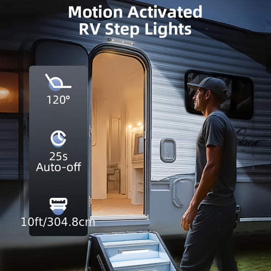 1/2-Pack Motion Sensor RV Step Lights, Indoor LED Lighting, High Brightness & Long-Lasting, Battery Powered, Easy to Install, Suitable for RV Roof and Other Places