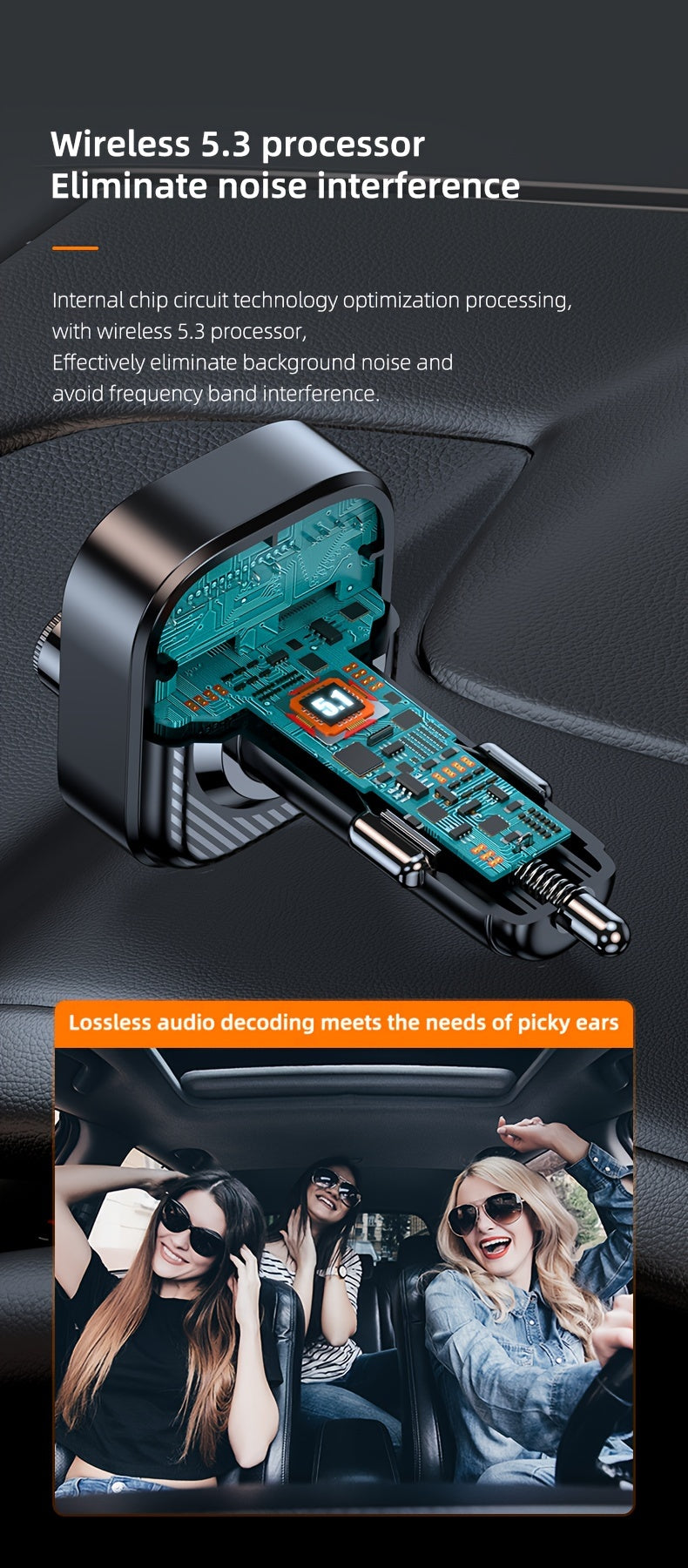 Bluetooth FM Transmitter for Car – Bluetooth 5.3, PD 30W & QC 3.0 Fast Charging, Hands-Free Calls, TF Card & USB Playback
